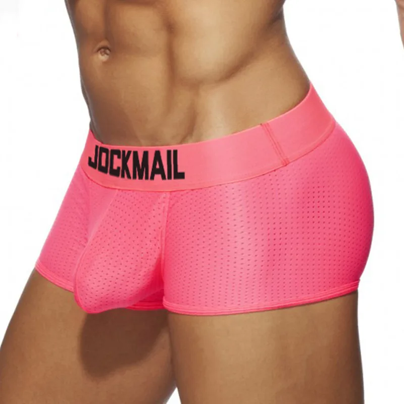 JOCKMAIL Men Boxer Shorts Underwear Gay Male Boxers Homme Ice Silk Mesh Nylon Panties Penis Pouch Sexy Underpants | Мужская одежда