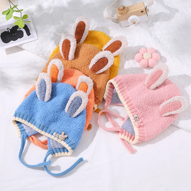 

12-24 Months Listenwind Baby Bunny Ears Hat For Fall Soft Warm Cute Winter Cap Windproof Knit Hat for Casual Daily