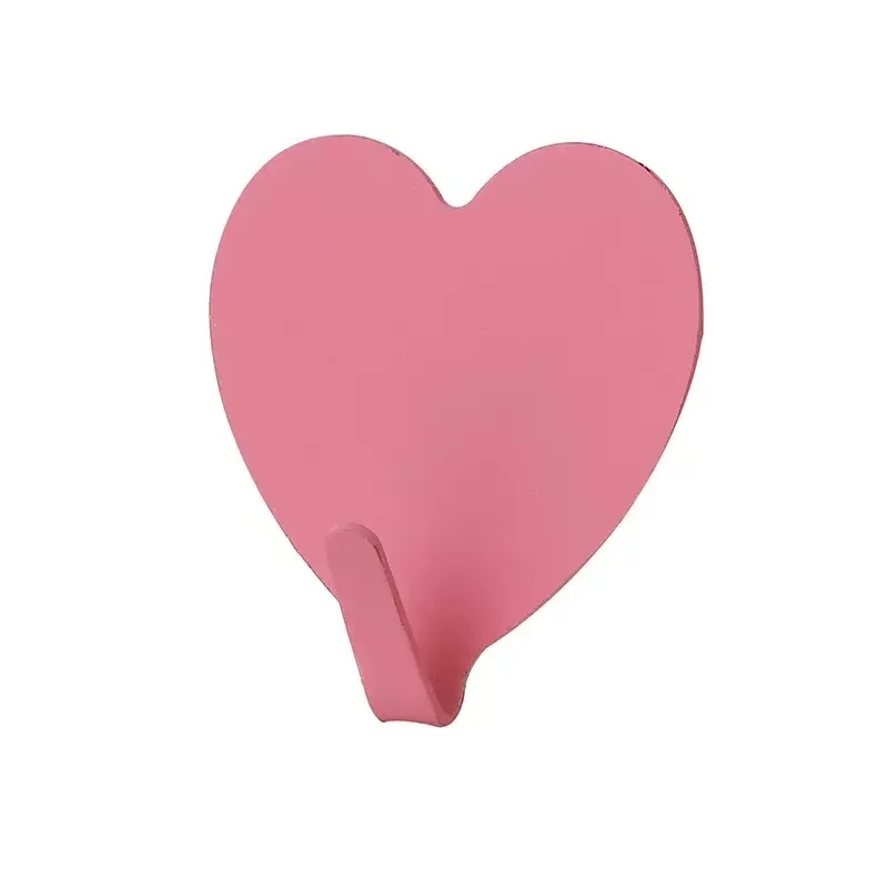 Chic Pink Heart Wall Hooks - Decorative Metal Key Holders