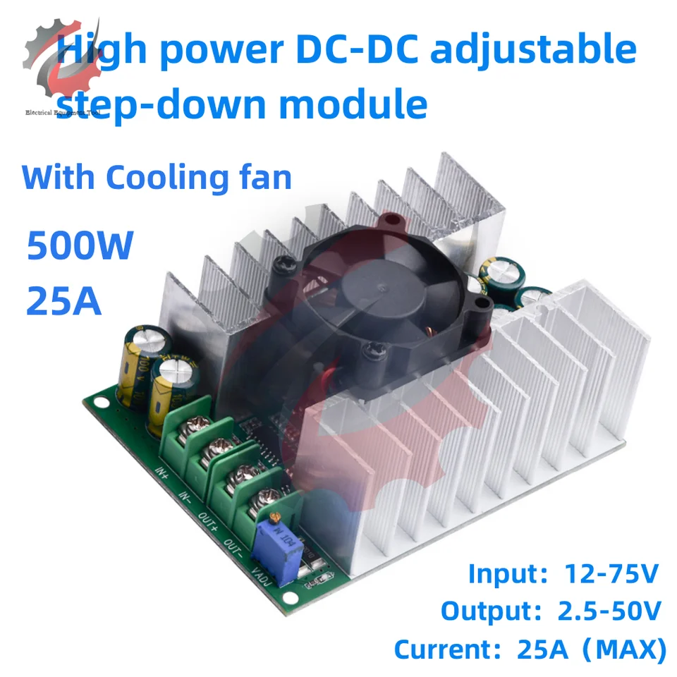 DC-DC 25A modulo di alimentazione Step-Down regolabile convertore Buck 12V-75V a 5V 19V 21V 24V 48V 600W modulo Step-Down ad alta potenza  502