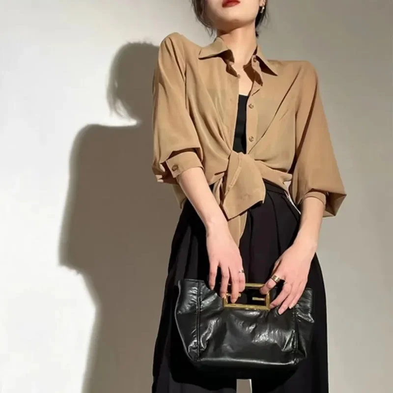 SMVP Chiffon Blouse for Women 2025 New Summer Sheer Mesh Long Sleeve Sun Protection Shirts Korean Fashion Office Lady Shirt Tops 4