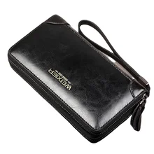 

Modern Long Wallet Men Double Zipper Coin Pocket Men Wallet Purse Casual Business Card Holder Vintage Large Wallet Male Bag