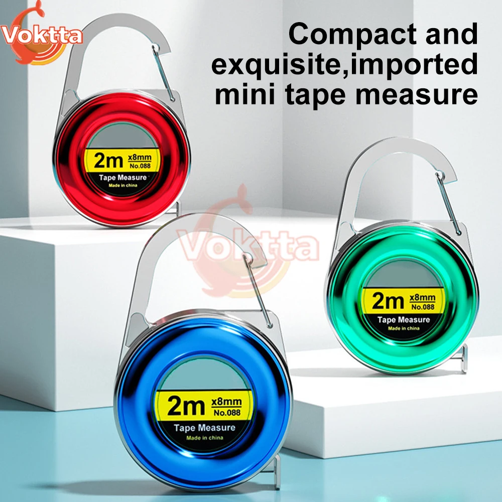 2M Mini Tape Meter Portable Keychain Tape Measure SK5 Steel Measuring Ruler