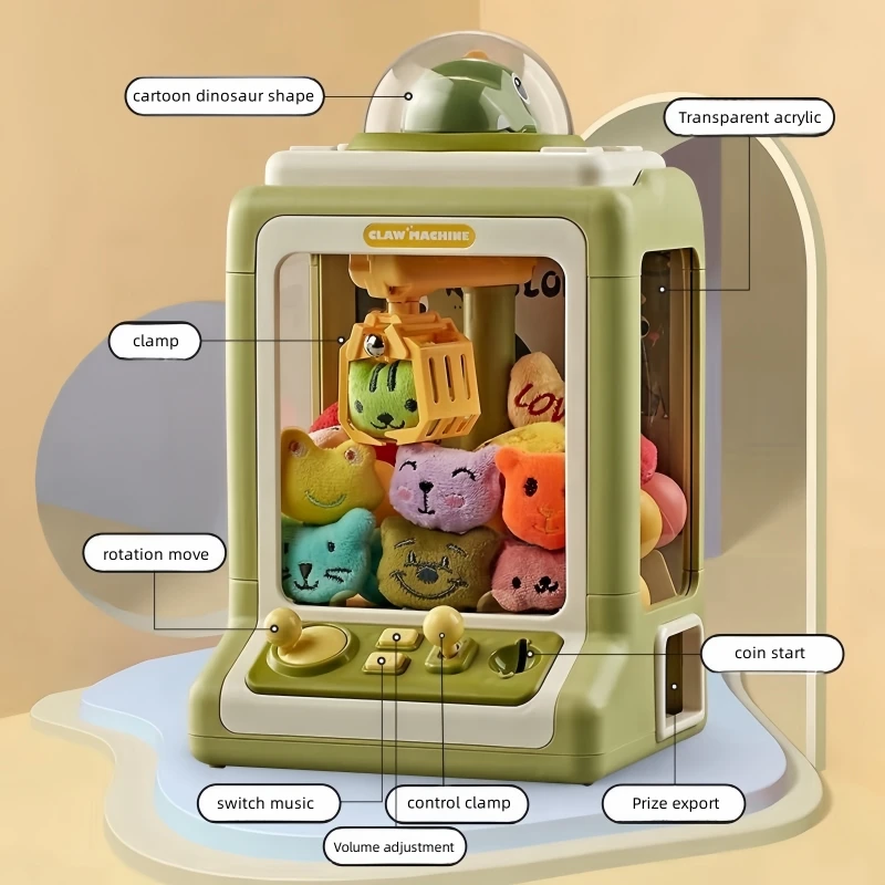 Mini Claw Machine Toys for Kids DIY Prizes Gashapon Coin Operated Play Game Arcade Crane Doll Machines Children Christmas Gifts 3