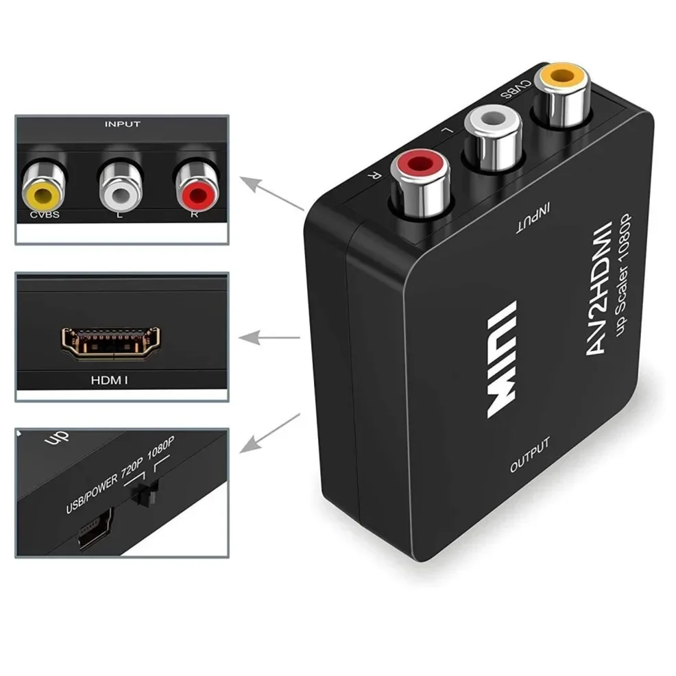 RCA to HDMI AV to HDMI Converter 1080P RCA Composite CVBS Video Audio Converter