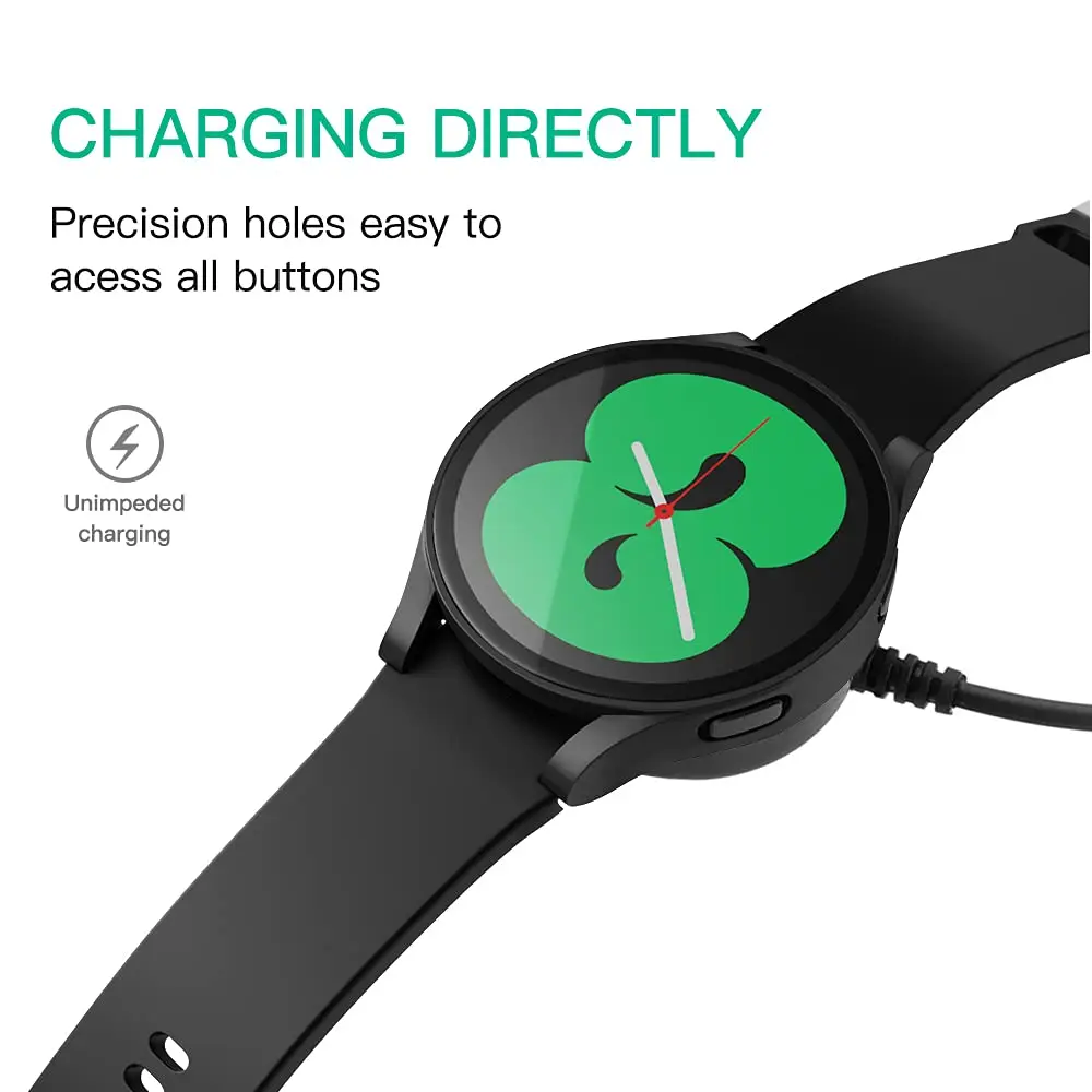 Hard PC +Matte Case With Tempered Glass Screen Protector Compatible for Samsung Galaxy Watch 4 40mm 44mm