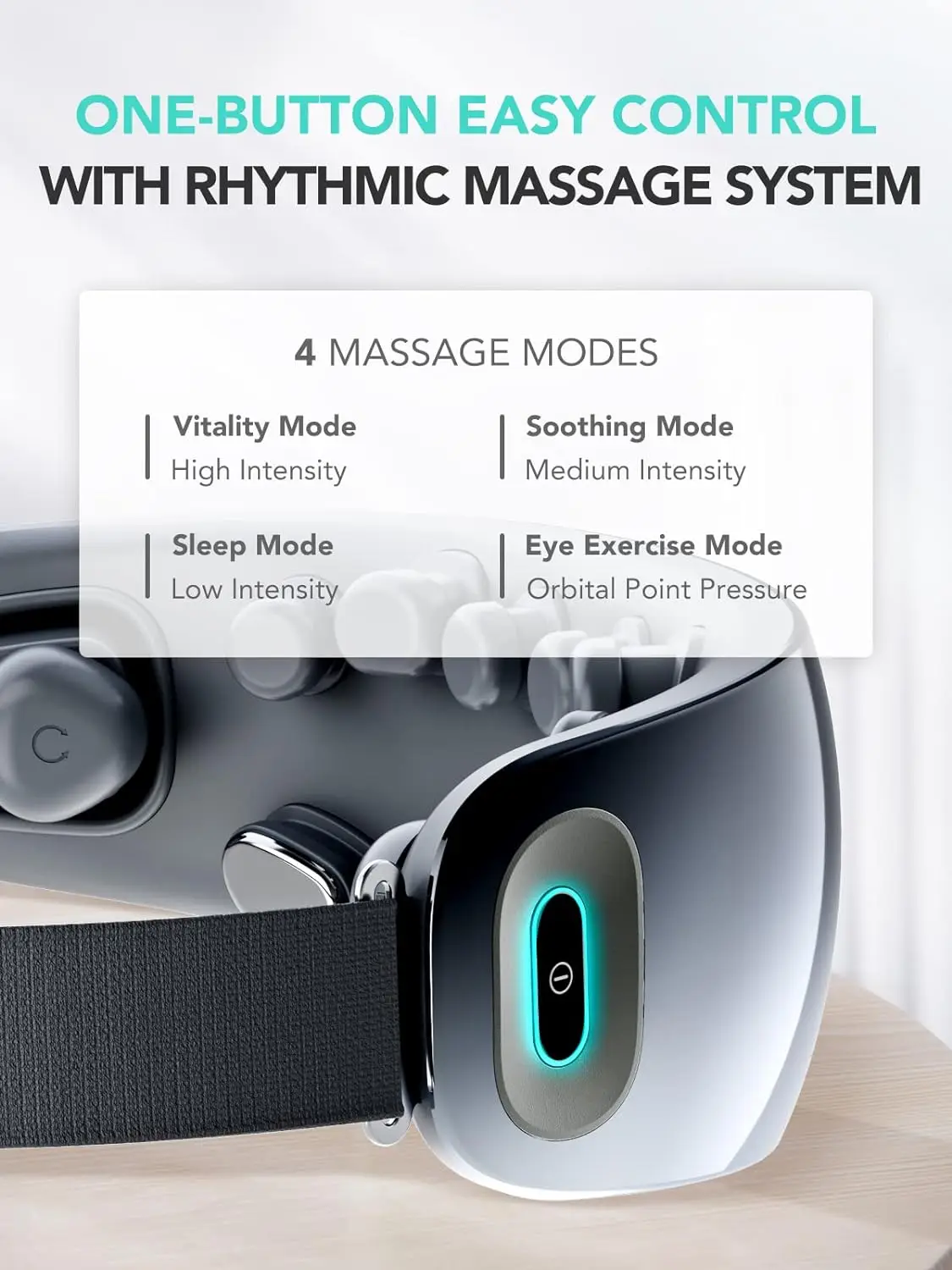 SKG E7-EN Eye Massager with Heat, Vibration Bluetooth Music Smart Eye Massager for Migraines, Adaptive Temple Massage, Relax