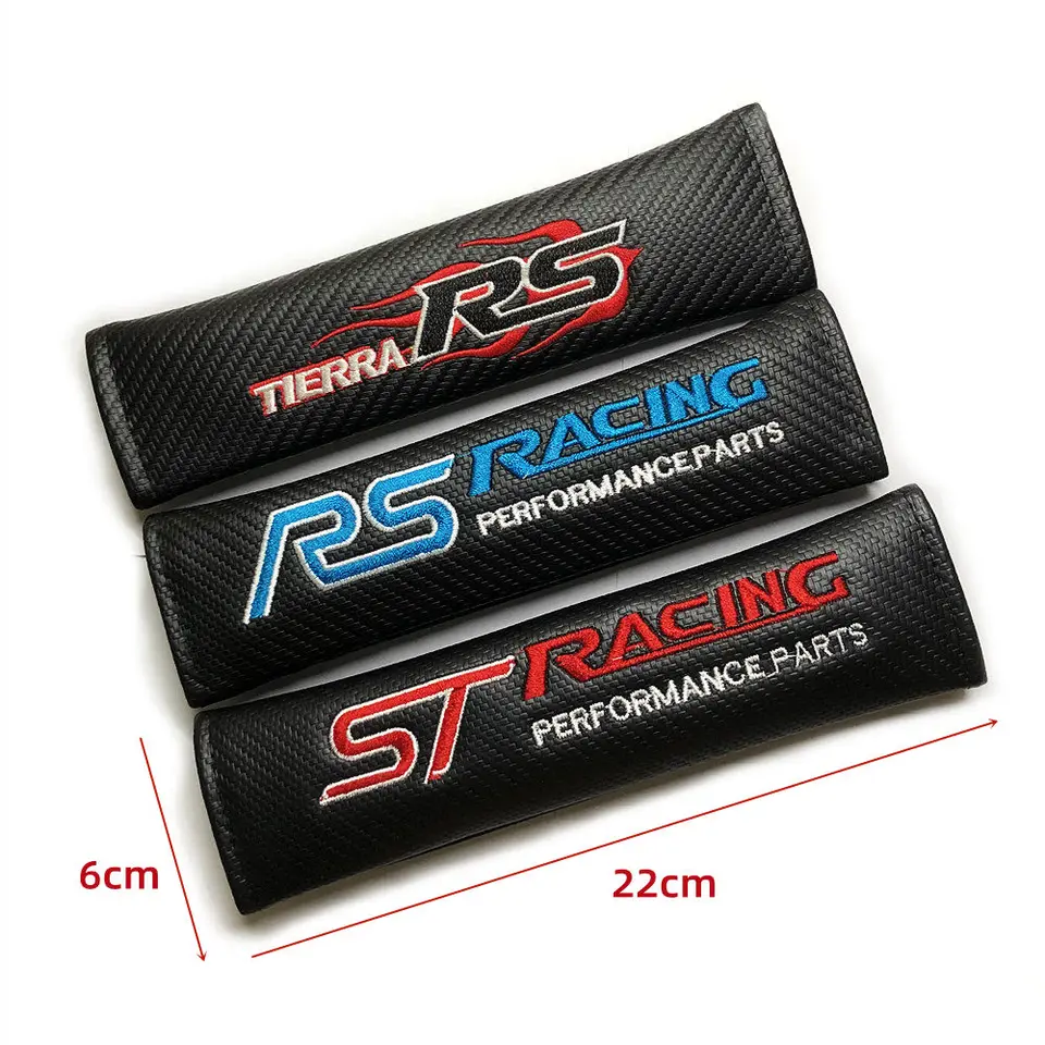 2 Coussinets De Ceinture De Sécurité Pour Ford Focus, Fiesta - Fibre De Carbone, Noir, Confort Et Protection