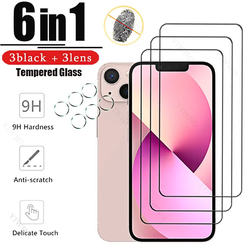 

For IPhone 13 Pro Max Mini Full Glue Tempered Glass Black HD for Iphone 13Pro 13mini 13promax Screen Protector Clear Cmaera Lens