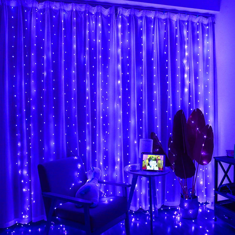 thumbnail image 1 of Cortina de luces USB para interiores, cascada, guirnalda de luces LED para dormitorio, decoración para bodas, fiestas de Navidad, vacaciones, 3, 4 y 6 m, 1 of 5