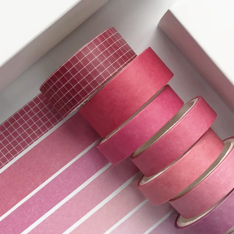 8Pcs/box Pure Color Basic Style Decoration Washi Masking Tape Creative Scrapbooking Stationary School Supplies 4