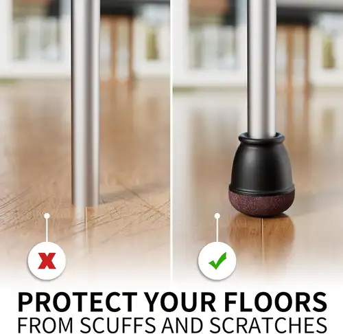 8PCS Round Chair Leg Floor Protectors Foot Cover Diagonal Silicone Furniture Black Table Feet for Hardwood Table Protect Floor - Image 2