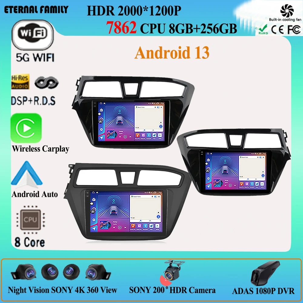 

8G 128G Android 13 Car Radio For Hyundai I20 LHD 2015 2016 2017 2018 Auto Stereo GPS Carplay Auto Multimedia Player 2Din DVD