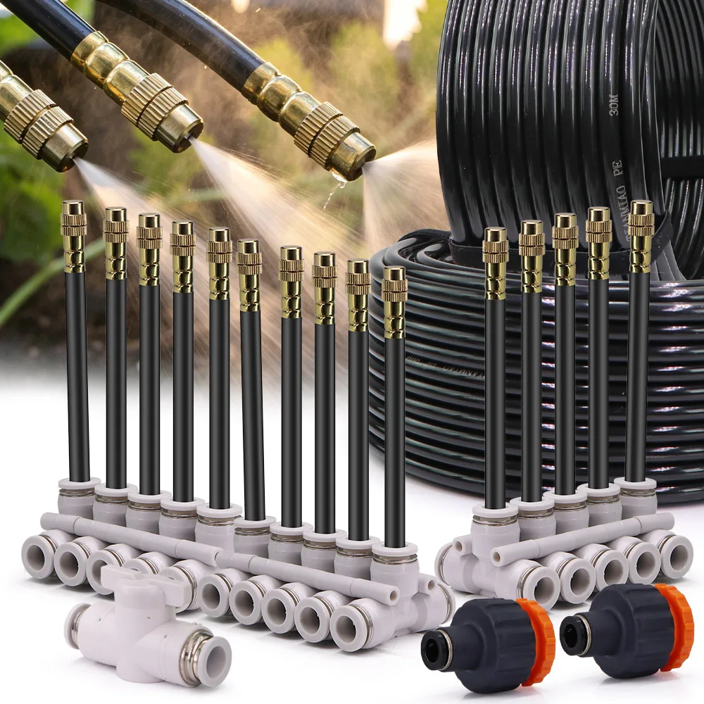 Automatic Watering Misting System Universal Sprayer Kit 5/16" 5/8mm PE Hose for Outdoor Patio Plant Irrigation Fogging Cooling