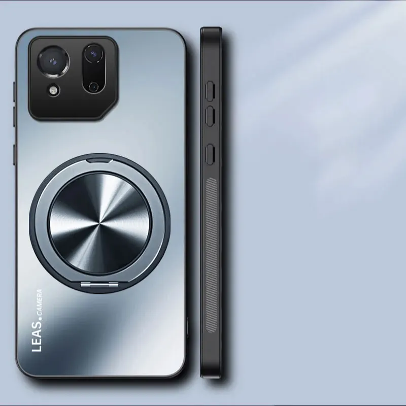 Magnetic Shockproof Matte Phone Case with Stand and Bumper Protection