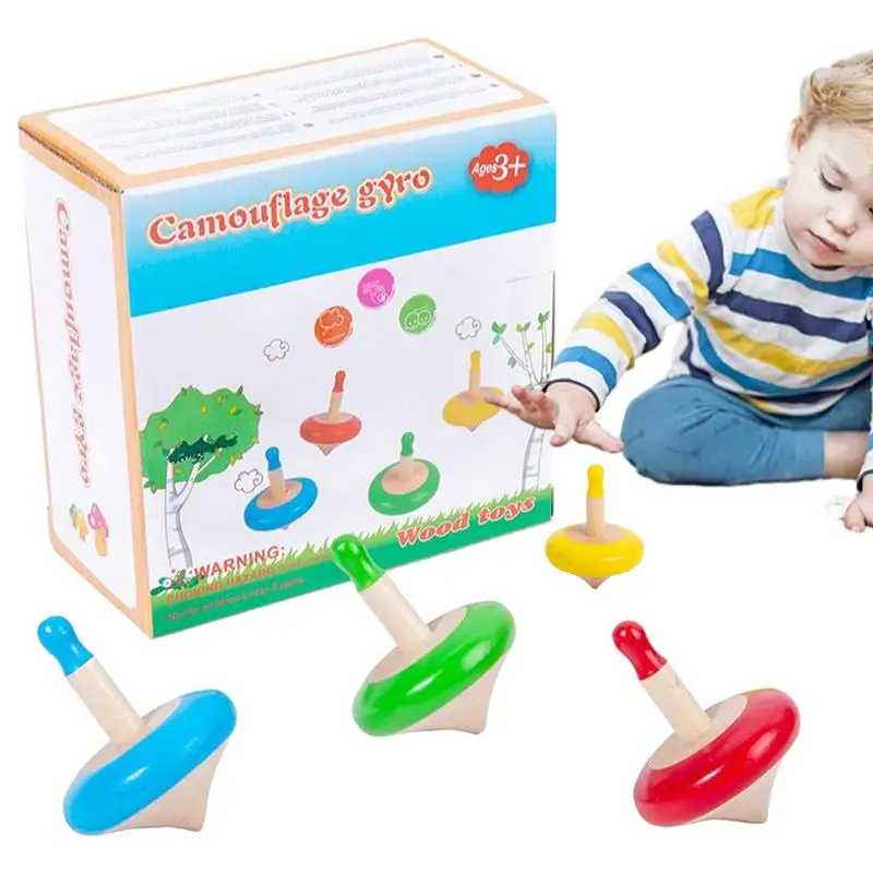 

Spinning Gyroscope Toy 4PCS Wooden Finger Exercise Gyro Toy to Enhance Cognitive Skills stress Relief Toy Hand Top Spinners