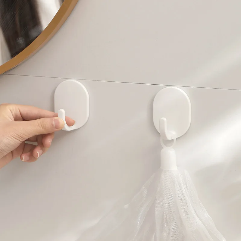 4Pcs Self Adhesive Clothes Hook Wall Door Hook Bathroom Towel Hanger Kitchen Wall Hanger Bathroom Accessories adhesive hooks wall clothes hook