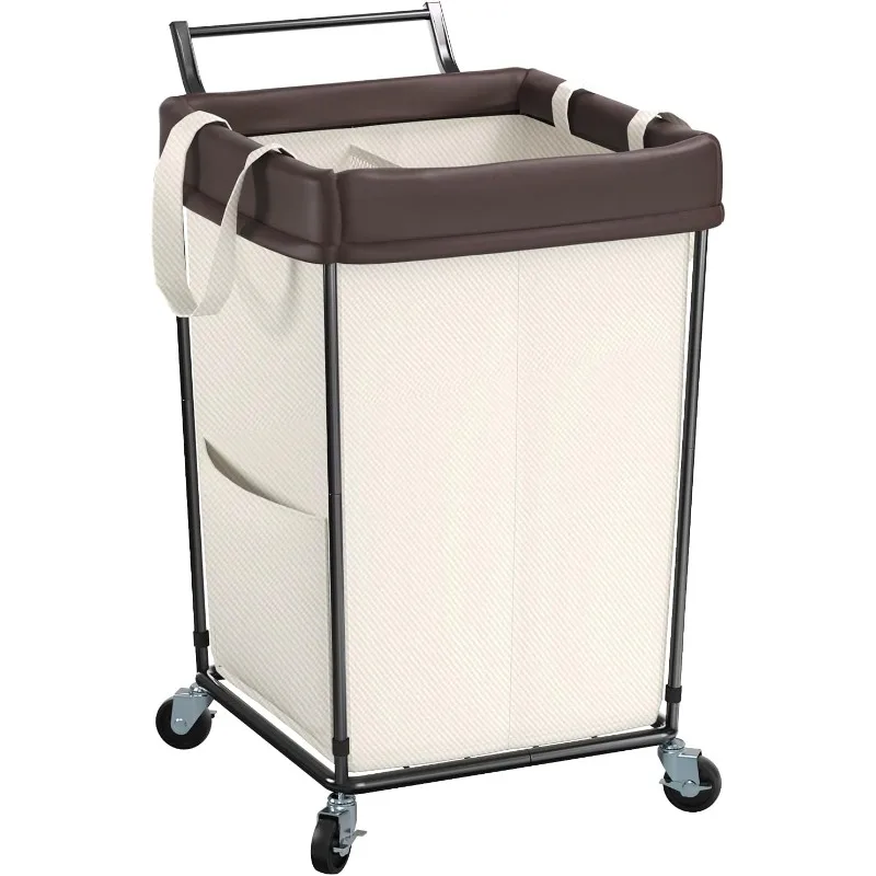 Laundry Basket with Wheels and Handle, 160L Large Rolling Laundry Basket 2 Section Hamper with Wheels