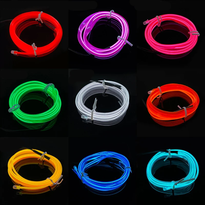 Ambient Light String Lights Mini LED Light Glow Light Glow Wire Cable 5 Meters 12V DIY Car EL Wire Rope light Interior Auto USB LED Strip Lighting Atmosphere Decorative Lamp Flexible Neon Light