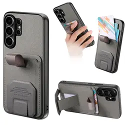 Shockproof Card Holder Phone Case with Finger Strap for Galaxy A06 5G (GRAY)