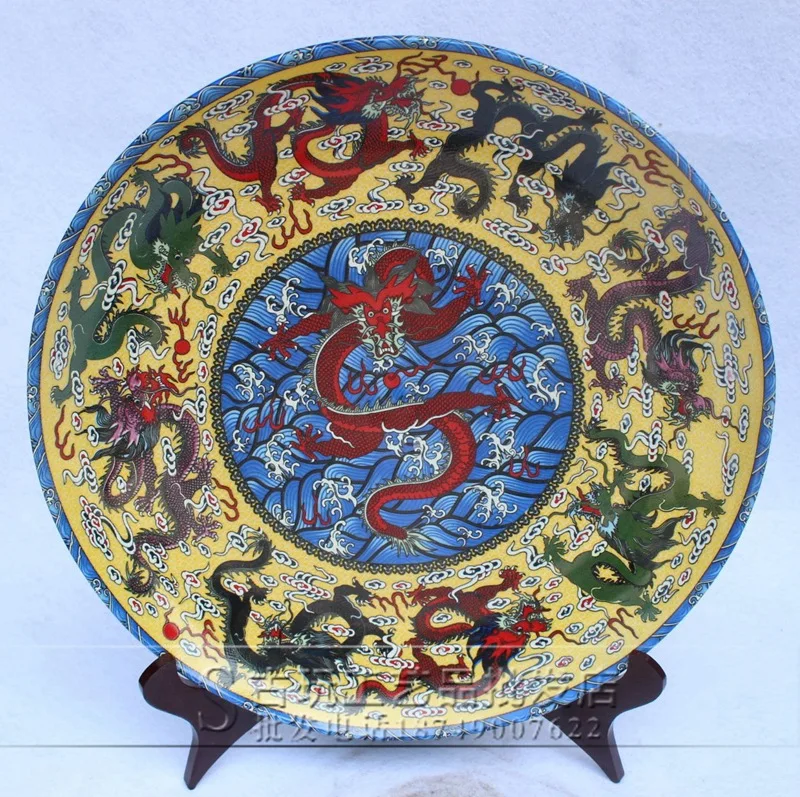 

Ming and Qing porcelain handmade crafts Kowloon plate home delivery shelf