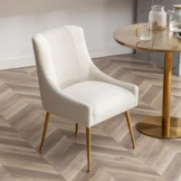 SEYNAR Modern Glam Boucle Pleated Velvet Dining Chair or Vanity Chair Set of 2 with Rear Handle 3