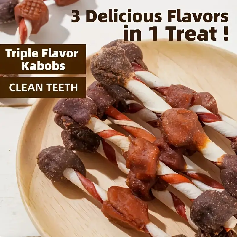 Triple-Flavored Kabob, Dog Treats to A Rawhide-Free Chew Made with Real Chicken, Beef And Liver, Delicious Dog Chews - Image 5