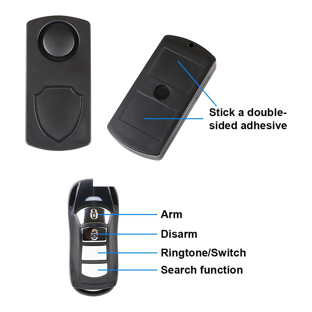 Wireless Bicycle Vibration Alarm Remote Control Waterproof Electric Motorcycle Scooter Bike Security Protection Anti Theft Alarm