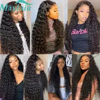 Extensions de cheveux humains ondulés Water Wave, bouclés Deep Wave, brésiliens, noirs naturels, Remy, qualité 12A 6