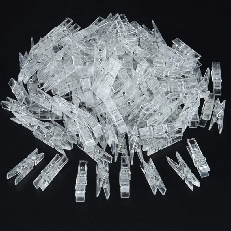 Clear Plastic Spring Clips for Photos and Wall Decorations