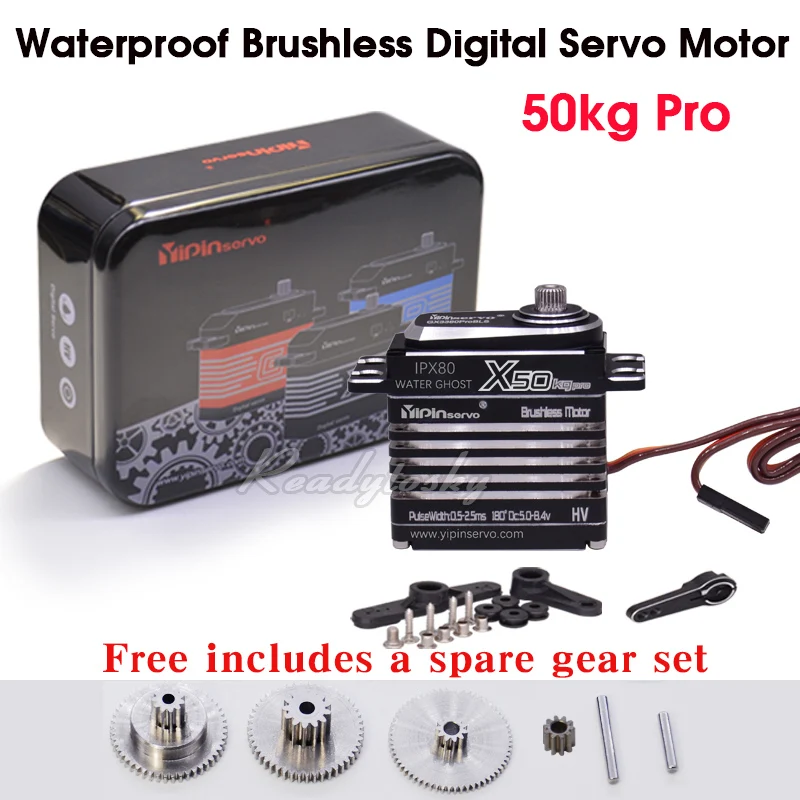 

Yipin Servo Waterproof Brushless Digital Servo Motor 50kg Pro Large Torque High Speed For 1/10 1/8 TRX RC Car Boat Helicopte