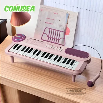 Pianoforte elettrico per bambini 37 Tastiera per bambini con microfono Canzoni che cantano Sviluppo Giocattolo educativo Giochi di strumenti musicali Bambini