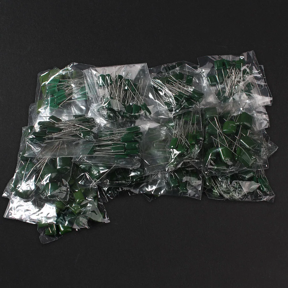 

620pcs/set 31 values Polypropylene Film Capacitor assorted kit, 100V 2A102J~2A822J Set of capacitors set 2A102J 2A104J 2A123J