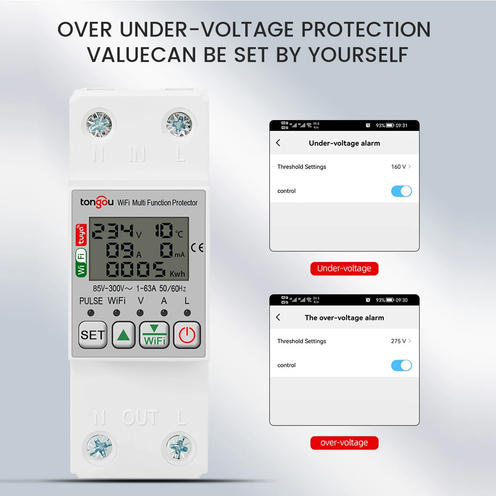 Tuya WiFi Intelligent Energy Meter with Metering Voltage Power Electricity Monit