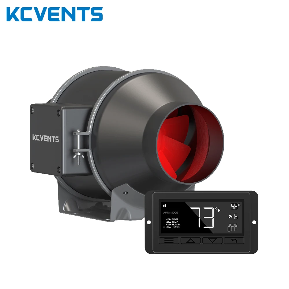 KCvents 4/6/8inch Exhaust Fan Ventilation Fan Inline Duct EC Fresh Air Speed Control Suitable for greenhouses homes