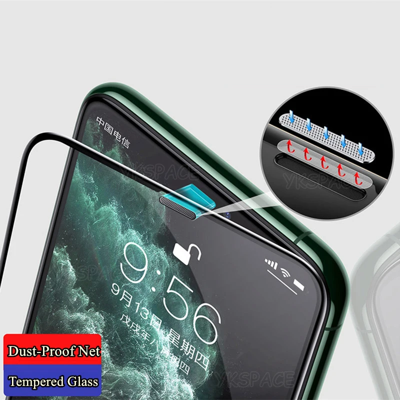 1-3Pcs Speaker Dust Filter 9H Tempered Glass For iPhone 15 14 13 12 mini 11 Pro Max X Xs XR SE 8 Plus Dustproof Screen Protector