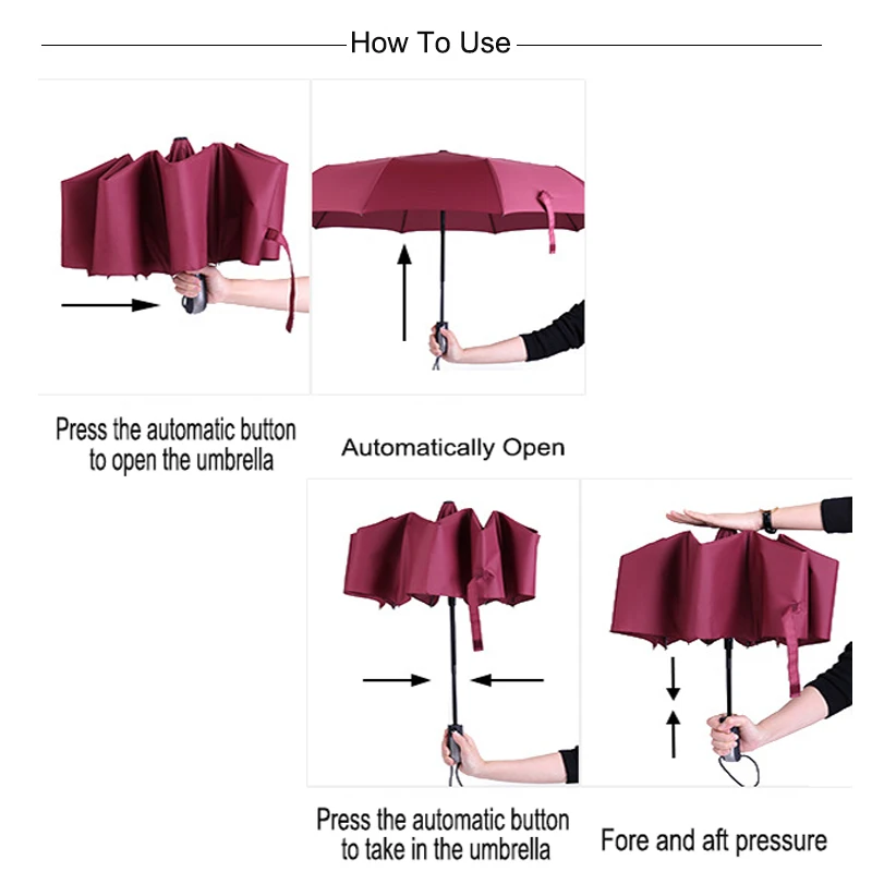 Wind Resistant Folding Automatic Umbrella For Men Women automatic umbrella folding umbrella