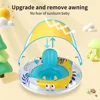 Swimbobo Child Inflatable Dinosaur Cute Swimming Seat Boat Floating Toddler Water Toy Baby Swim Rings Pool Float  With Canopy 3