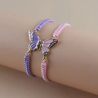 2Pcs Simple Butterfly Hand Woven Couple Bracelet For Women Men Fashionable Butterfly Bangle Versatile Woven Wristband Gifts - Image 6