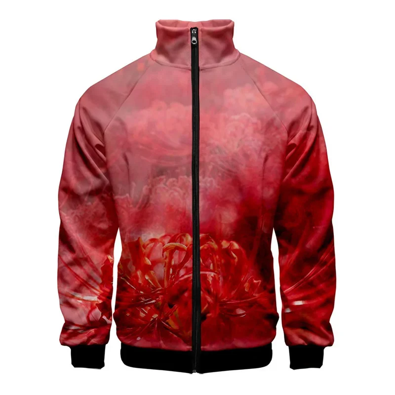 thumbnail image 1 of Chaqueta con estampado 3D de plantas y flores para hombre, abrigo de manga larga con estampado retro, chaquetas con cremallera de gran tamaño y personalidad para mujer, blusas de calle, 1 of 5
