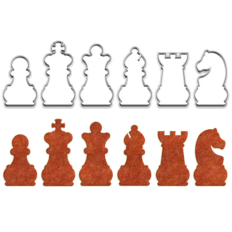 Cookie Cutter International Chess 3D Plastic Model Pawn King Queen Bishop Rook Knight Sushi Pastry Cake Decorating Bake Tools cookie cutter baking decorating tools