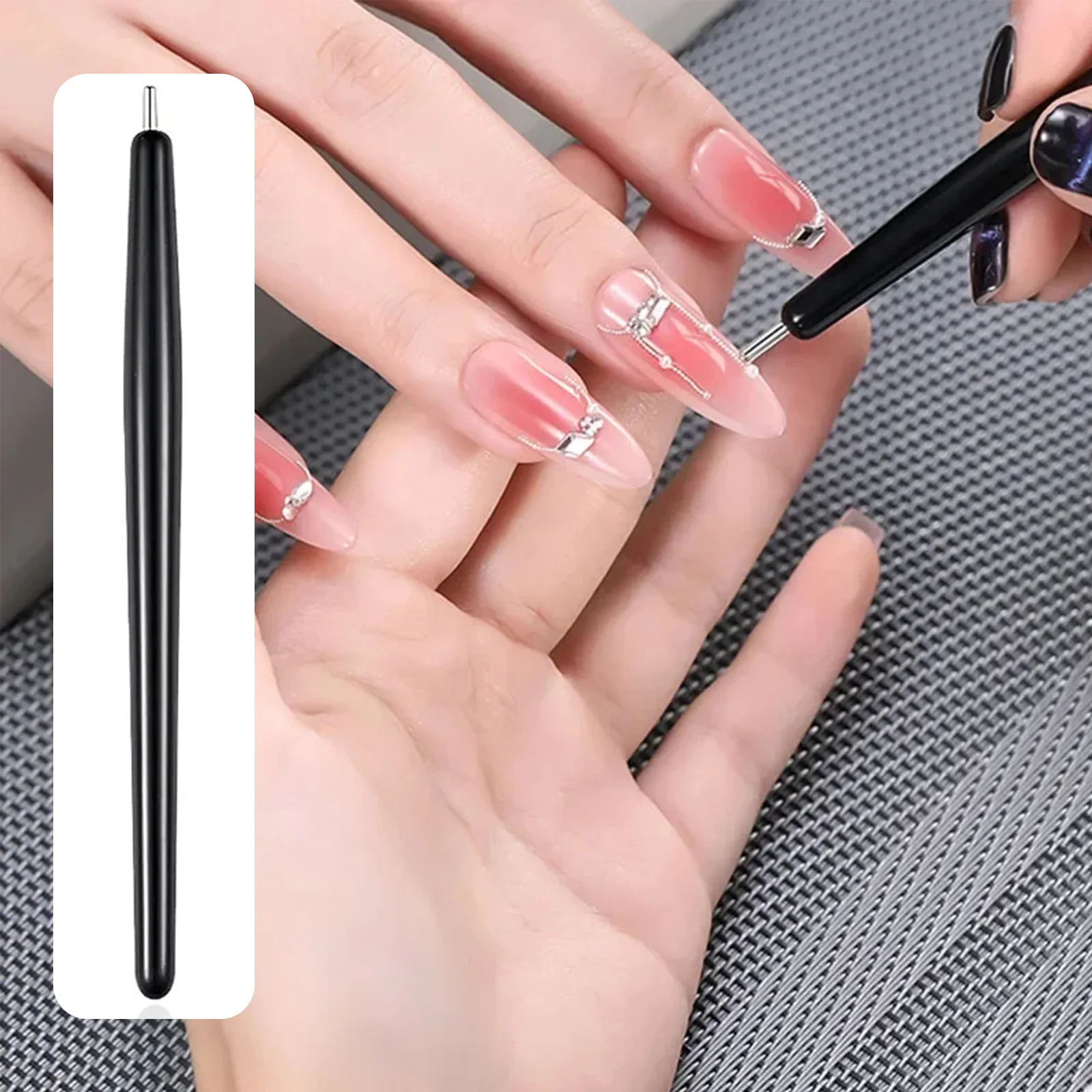 1pc New Black Pole Steel Ball Special Magnetic Pen Convenient High-precision DIY Nail Dotting Tool 5