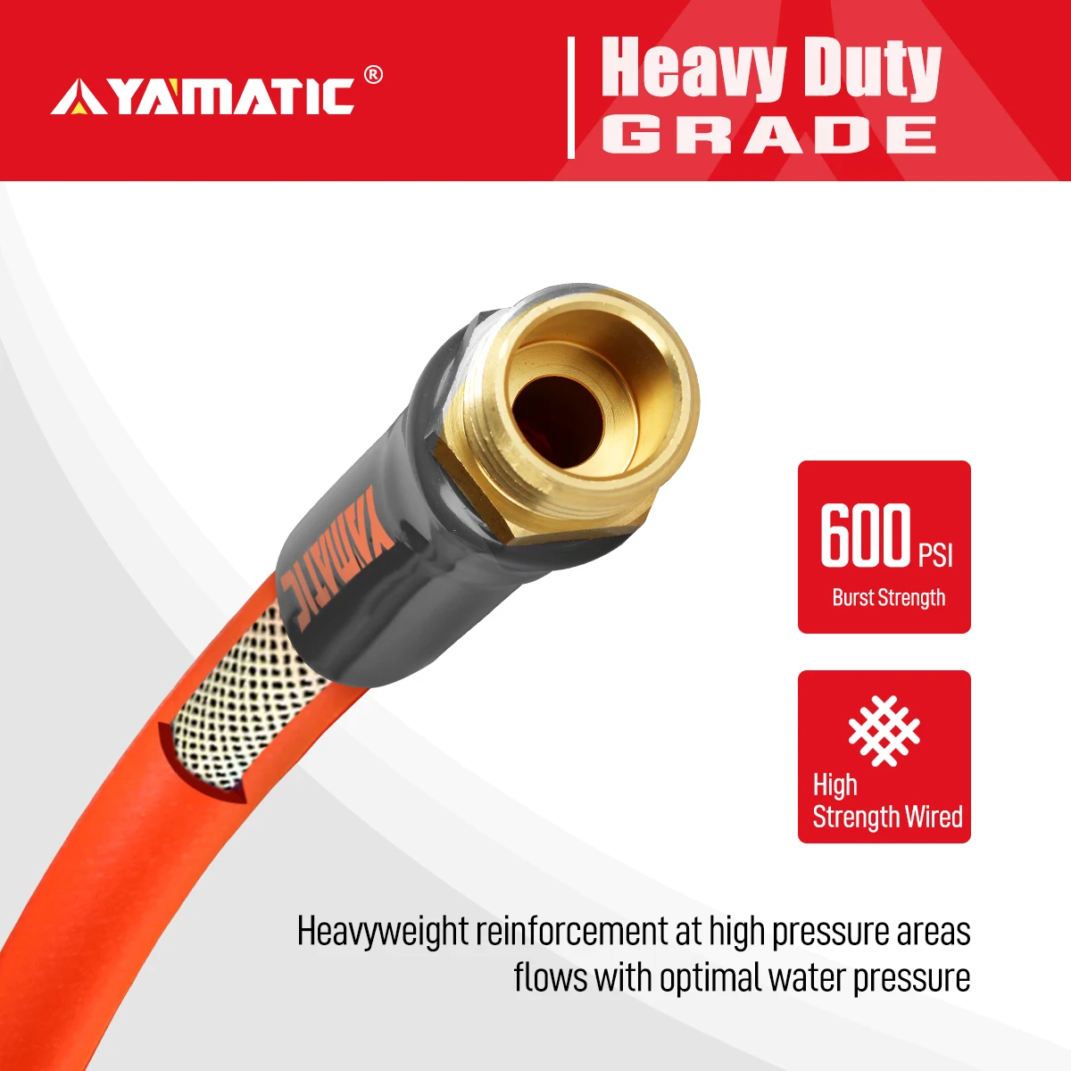 YAMATIC Pressure Washer Whip Hose 10ft, Hose Reel Connector Hose 3/8 For  Power Washing