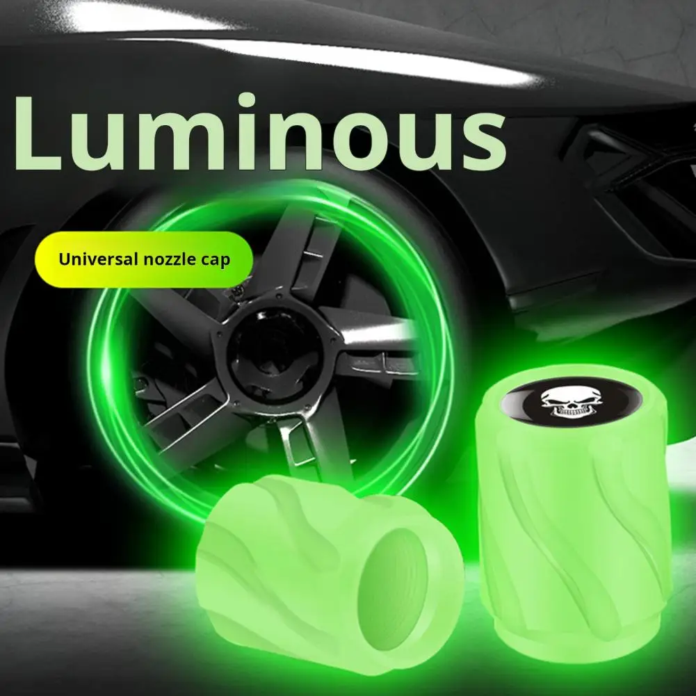 12Pcs Luminous Car Universal Tire Valve Stem Caps Simple Installation Universal Fluorescent Tire Valve Caps Car Exterior Parts