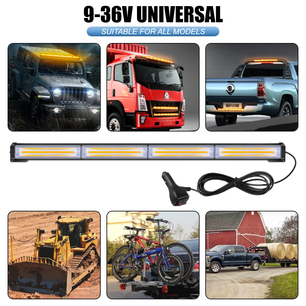 17 Inches LED Strobe Light Bar COB Strobe Flashing Light 12V 24V Traffic Advisor Strobe Light Bar LED Warning Traffic Direction