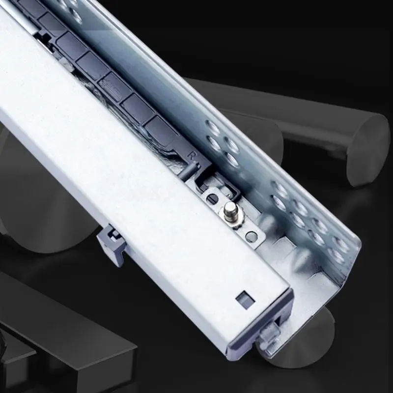 Kitchen and Bath Drawer Slide Rail with Rebound Press and Push-to-Open Mechanism