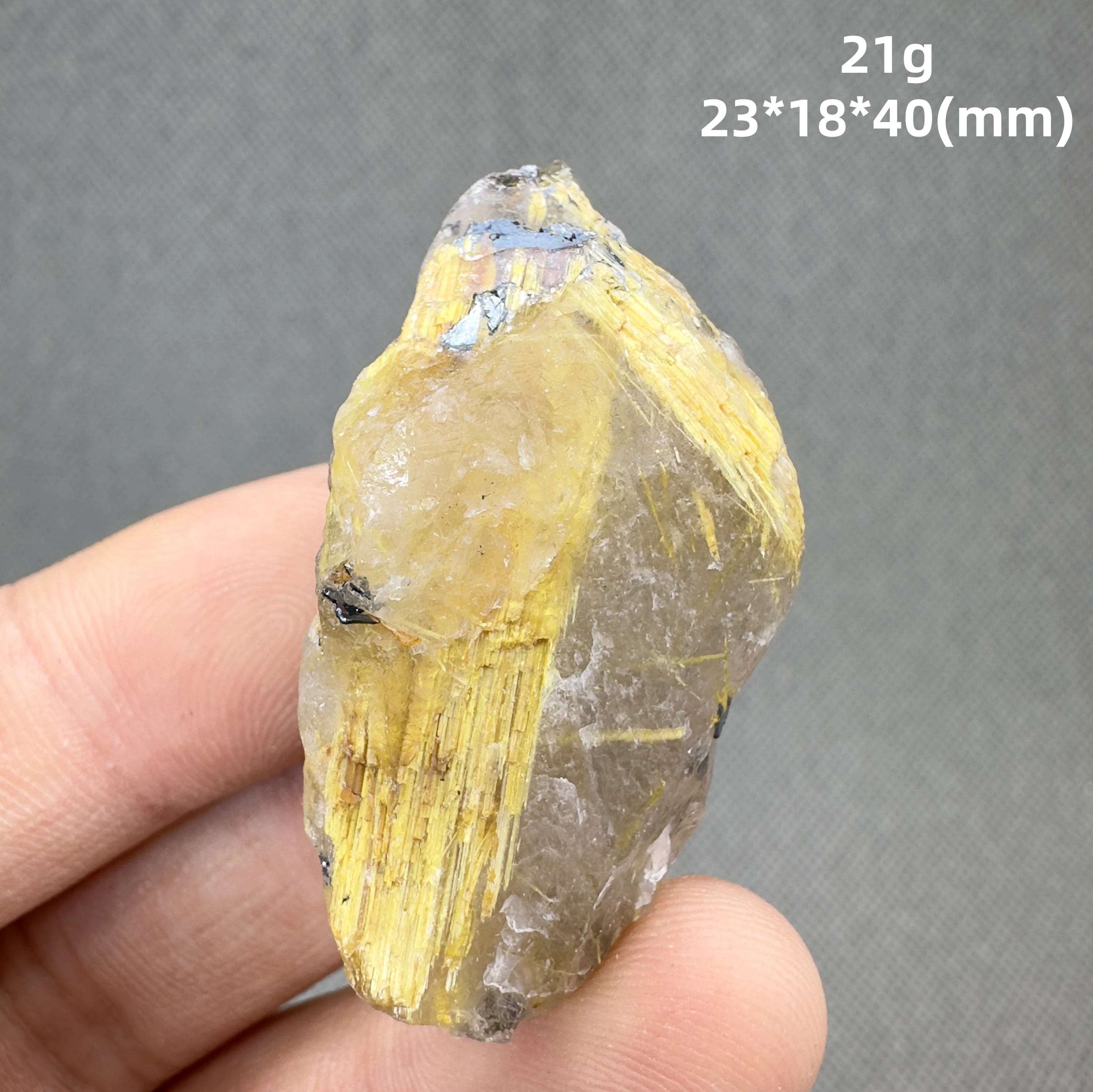 Natural Brazil Gold Rutilated Quartz Hair Crystal and specular hematite symbiosis Mineral Specimen 6