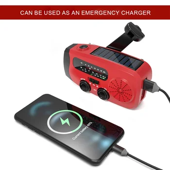 Portable Emergency Crank Radio FM/AM/WB Weather Radio with LED Flashlight Multifunctional Solar Power Radio for Outdoor Survival 4