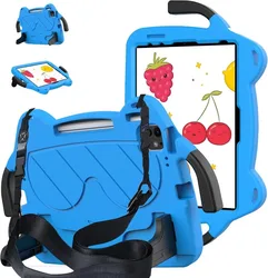 Octopus Kids Tablet Cover - Durable EVA Protective Case for iPad Air, Mini, and Pro Series (2024 Edition) (Dark Blue-Strap)