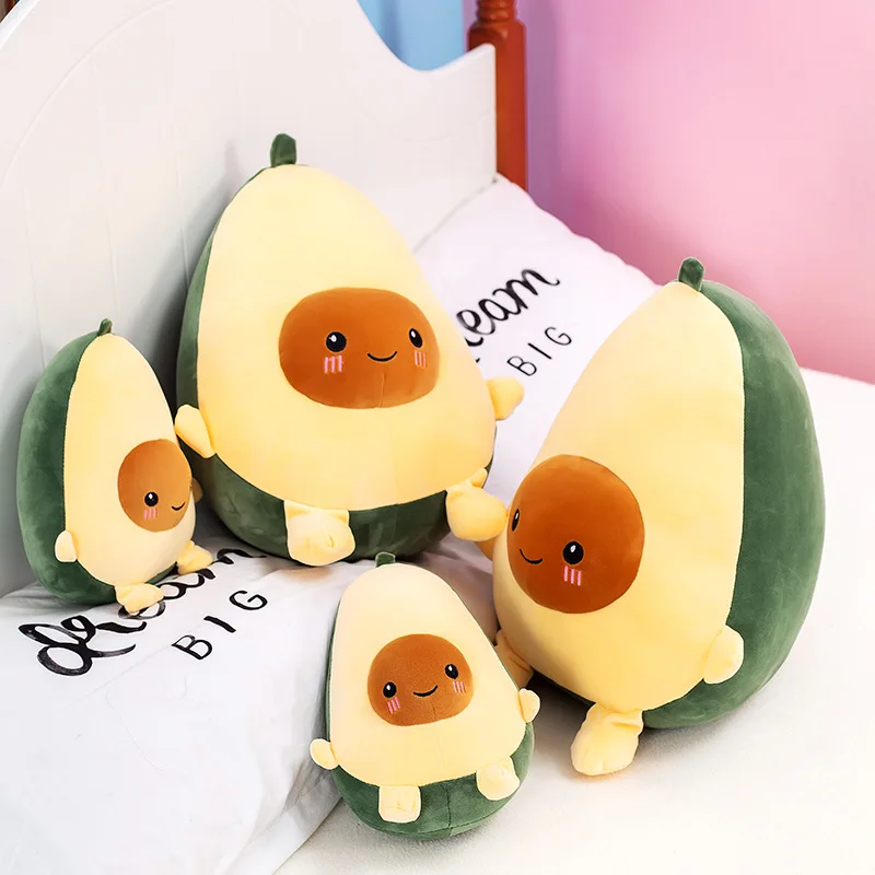 Cute Avocado Plush Toy Soft Avocado Stufferd Doll Sleeping Pillow Kawaii Cartoon Fruits Dolls Room Decoration Kids Gifts 3